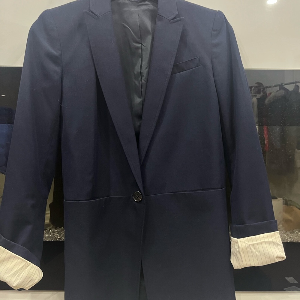 Armani Exchange Blue Sport Coat with Notched Lapels